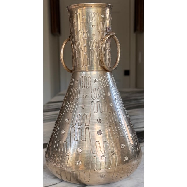Brass Made in India Mid-Century Modernist Solid Brass Vase, Polished For Sale - Image 8 of 13
