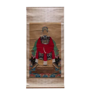 Pair of 19th Century Chinese Hand Painted Empress & Emperor Scrolls