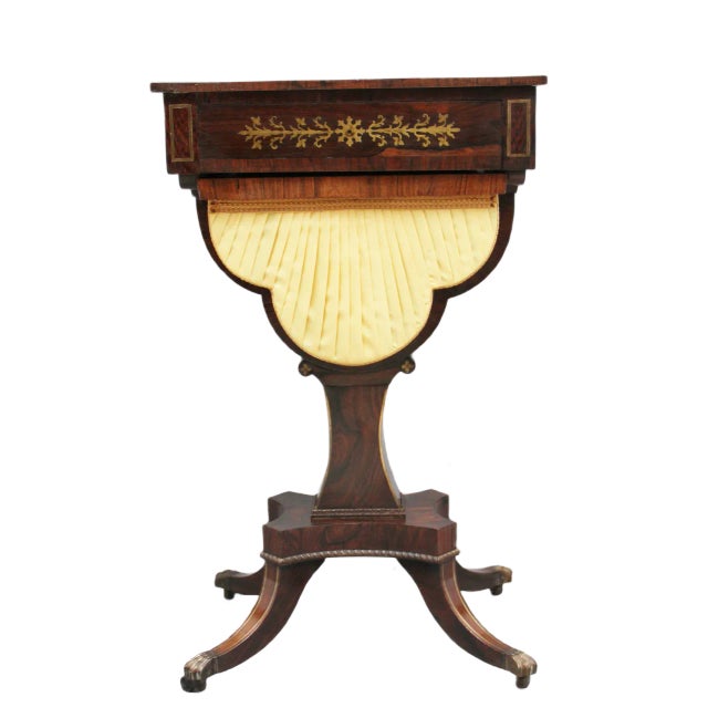 19th Century Rosewood and Brass Inlaid Worktable For Sale