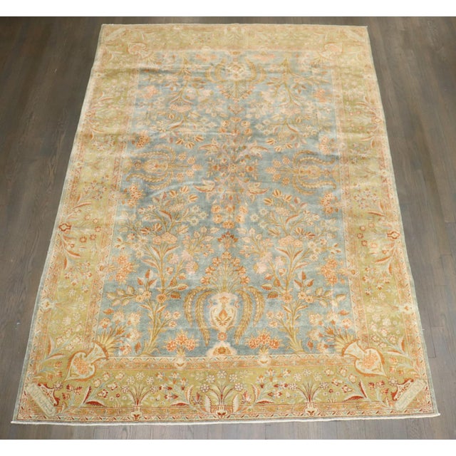a foyer size signed Antique Persian Kashan Rug from the 1st quarter of the 20th century