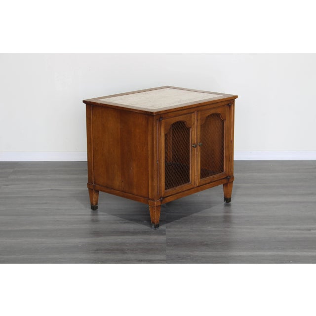 Wood Mid Century Walnut Side Table With Stone Top For Sale - Image 7 of 8