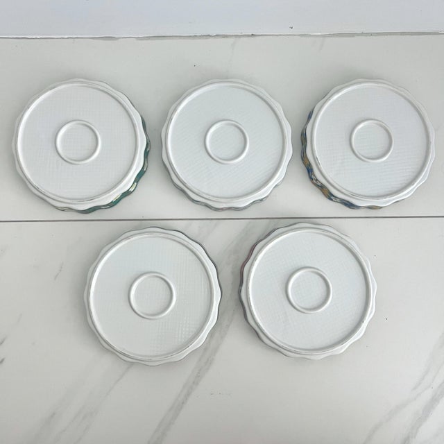 Japanese Japanese Colorful Medium Plates From Japan Arita Ware Gozan Kiln Floral Nature - Set of 5 For Sale - Image 3 of 11