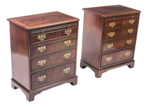 Vintage Flame Mahogany Bedside Chests with Slides, 1990s, Set of 2