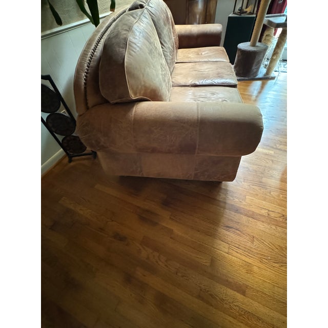 Rustic 1960s Large Western Leather Sofa For Sale - Image 3 of 14