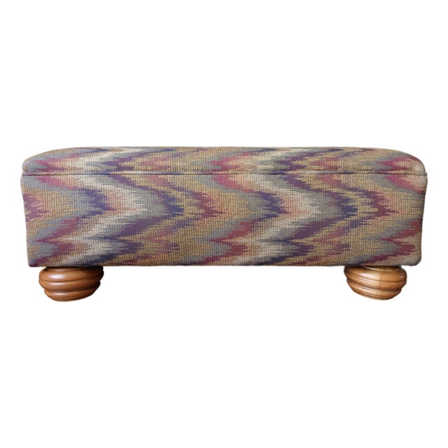 Newly Upholstered Ottoman in Flamestitch For Sale