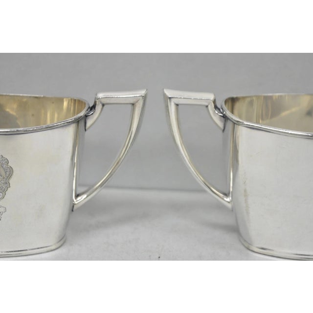 Metal Antique Community Silver Plated Art Deco Birds of Paradise Tea Service Set 3 PCS For Sale - Image 7 of 18