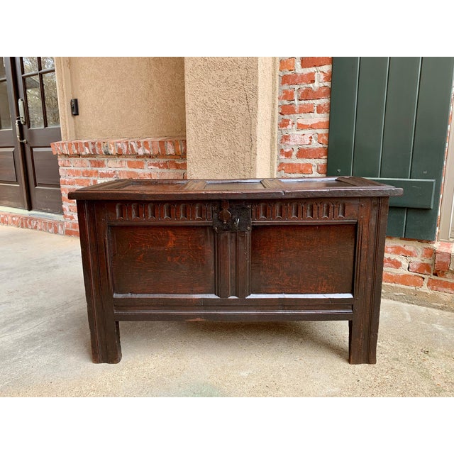 18th century English Carved Oak Coffer Trunk Chest Coffee Table Blanket Box ~Direct from England~ ~Lovely 18th century...