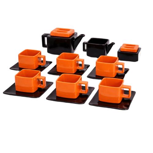 Vintage Red and Black Glazed Ceramic Tea Set by Ettore Sottsass, 1970s, Set of 9 For Sale - Image 9 of 9