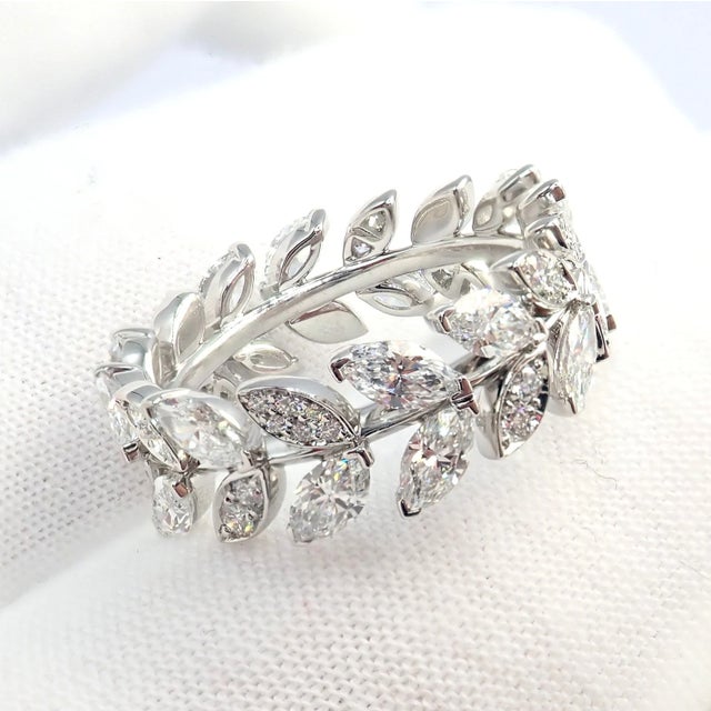 Tiffany & Co. Platlinum Victoria Vine Diamond Eternity Ring, Size 7 For Sale - Image 16 of 17