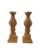 Large ceramic umber pillar candle holders for standard tapered candles. Crackle effect, swirly pattern. Heavy. Base 6"X6"....