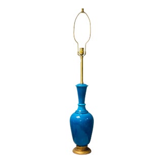 Mid-Century Marbro TurquoiseTable Lamp For Sale