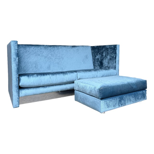 Custom Adrian Pearsall Shelter Sofa Loveseat and Ottoman 1 of 2 For Sale