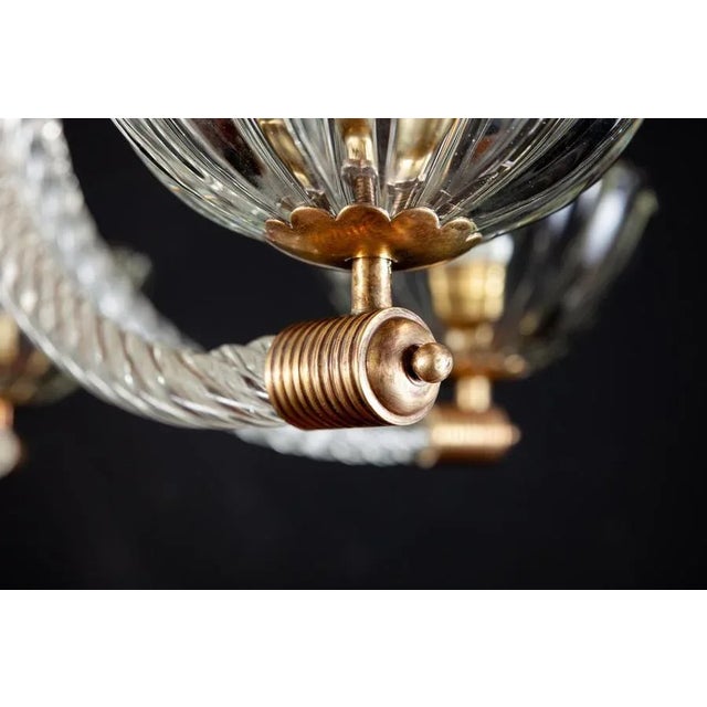 Gold Italian Art Deco Chandelier from Barovier & Toso, 1940s For Sale - Image 8 of 15