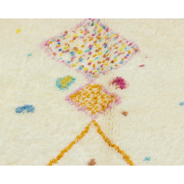 Multi-Color Hand-Knotted Moroccan Wool Rug | 8'2" X 5'5" | One of a Kind For Sale - Image 10 of 11