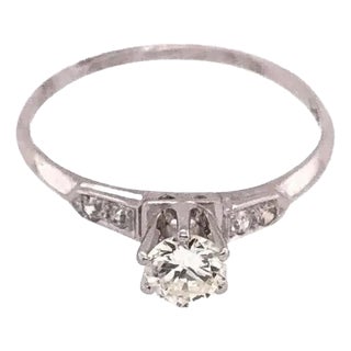14 Karat White Gold Engagement Bridal Ring 0.38 Total Diamond Weight For Sale