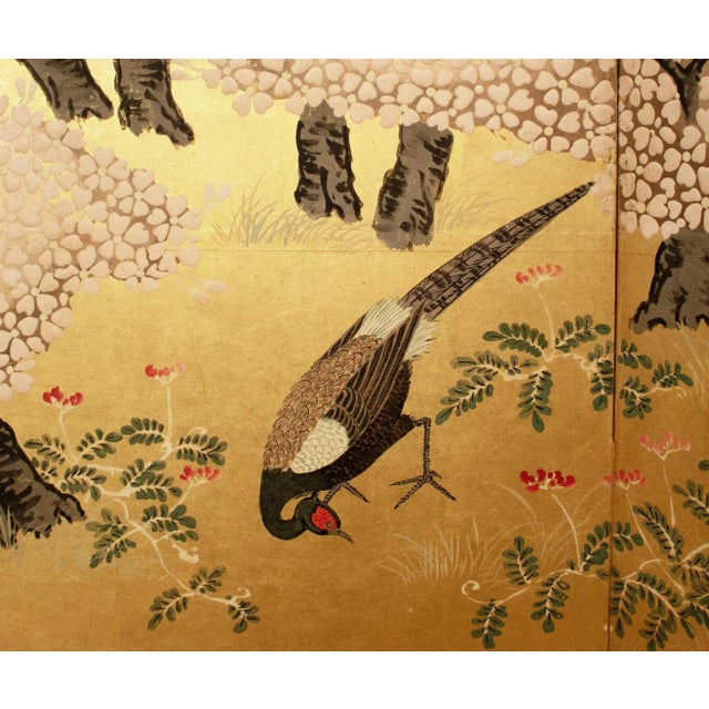 XL Shōwa Era Japanese Gold Leaf & Maki-E 6-Panel Byobu Screen For Sale - Image 4 of 12