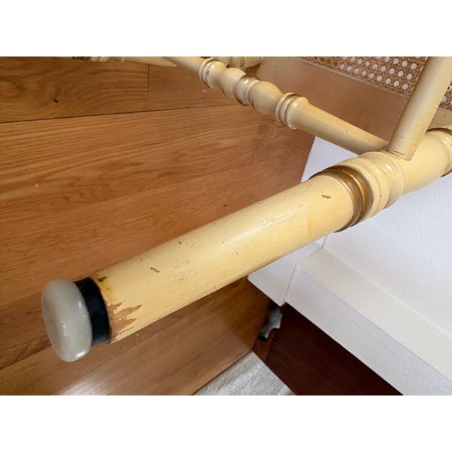 1950s Genuine Hitchcock Bench Federal Style Cream Color With Stenciled Details and Cane Seat For Sale - Image 9 of 12