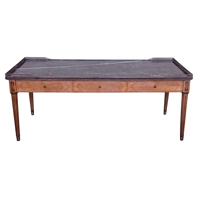 Early 20th Rectangular Bouillotte Table with Fluted Legs and Drawers For Sale - Image 15 of 18