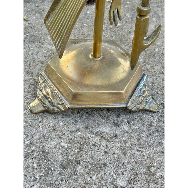 Brass Gothic Victorian 19th Century Fireplace Tools, Complete Set of 5 For Sale - Image 8 of 13