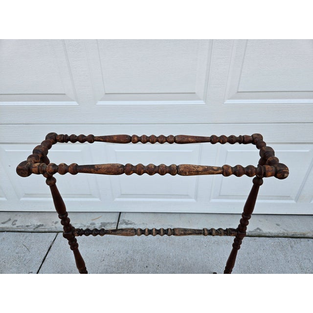 Early 20th Century Antique Quilt Rack With Turned Supports and Cast Iron Feet For Sale - Image 5 of 13