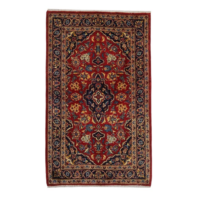 Hand-Knotted Middle Eastern Keshan Rug in Sheep's Wool For Sale
