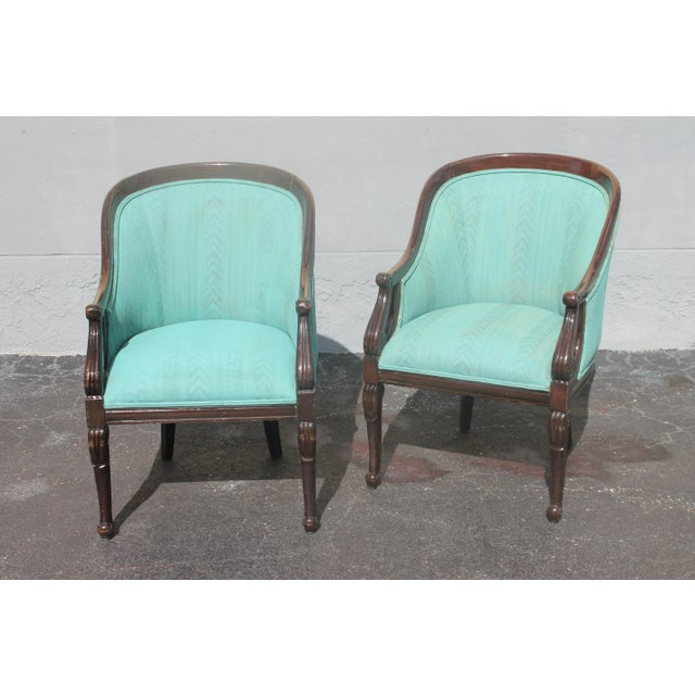 1940's Traditional Blue Side/ Occasional Chairs a - Pair For Sale - Image 13 of 13