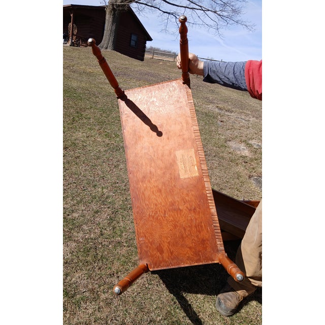 Antique Tiger Maple Dressing Table With 2 Drawers 1934 For Sale - Image 14 of 15