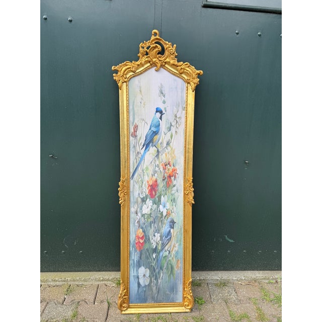 1970 French Louis XVI Gold Beech Bird Textile Art - 1 Pc For Sale - Image 9 of 12