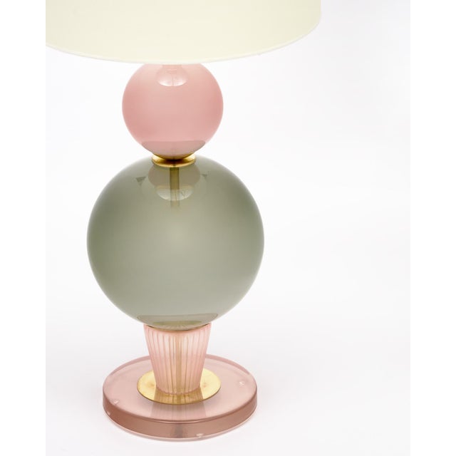 Modernist Pink and Gray Venetian Glass Lamps, Murano, Italy - a Pair For Sale In Austin - Image 6 of 9