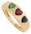 14k Yellow Gold Heart Emerald Ruby Sapphire Dome Band Gypsy-Set Ring Size 5 For Sale