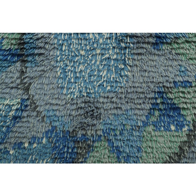 Rug & Kilim Vintage Swedish Rug in Blue and Gray With Geometric Pattern | Rug & Kilim For Sale - Image 4 of 8
