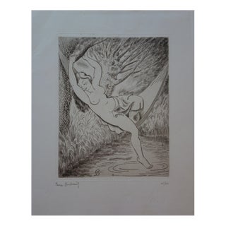 Pierre Dubreuil, Bather in a Hammock, Original Signed Engraving For Sale