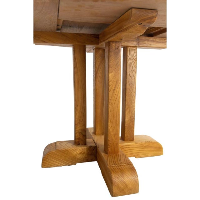 Large French Round Elm Dining Table from Charlotte Perriand For Sale - Image 9 of 13