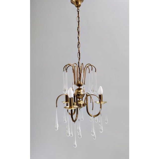 Metal Vintage Italian Murano Glass Teardrop Chandelier from Venini, 1970s For Sale - Image 7 of 17