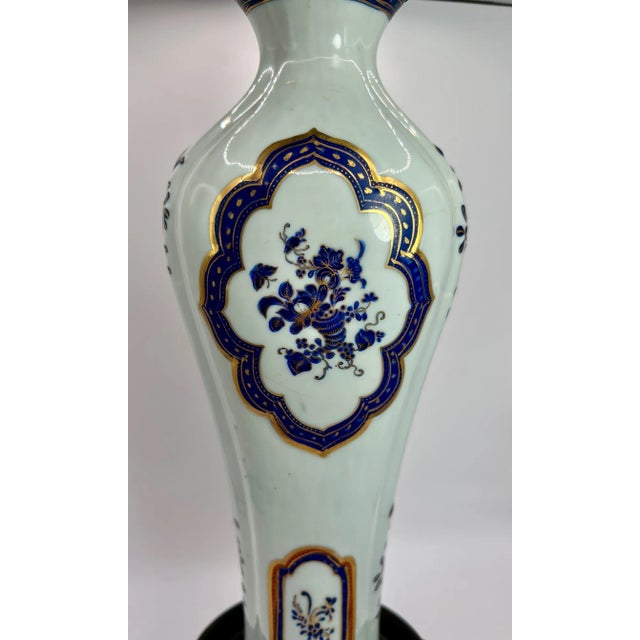 Ceramic Chinese Export Blue & White Porcelain Garniture Vase Mounted as a Lamp For Sale - Image 7 of 10