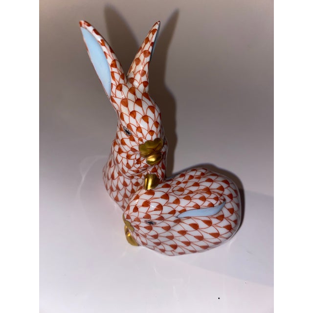 Ceramic Late 20th Century Herend Rabbits Figurine in Red For Sale - Image 7 of 11