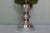 Cup-shaped table lamp with chrome stand and glass shade in green-gray smoked glass. The shade on three sides with cut...