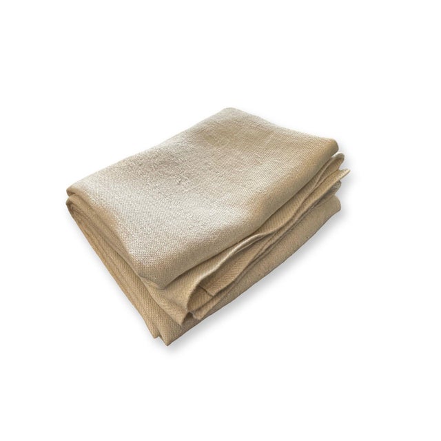 Antique French Linen Bath Towel Monogram M Oversized Damask Linen Towel 19th Century For Sale - Image 4 of 12