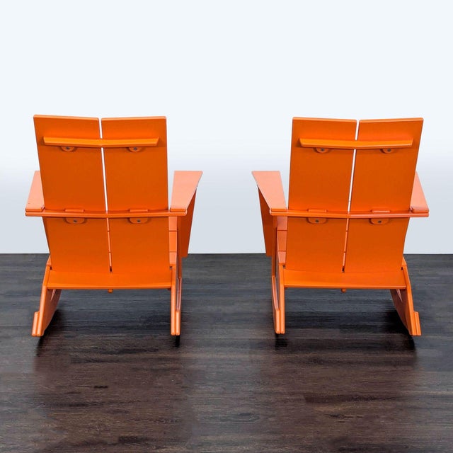 Room & Board Room & Board Emmet Orange Outdoor Rocking Chair Pair and Table Set For Sale - Image 4 of 9
