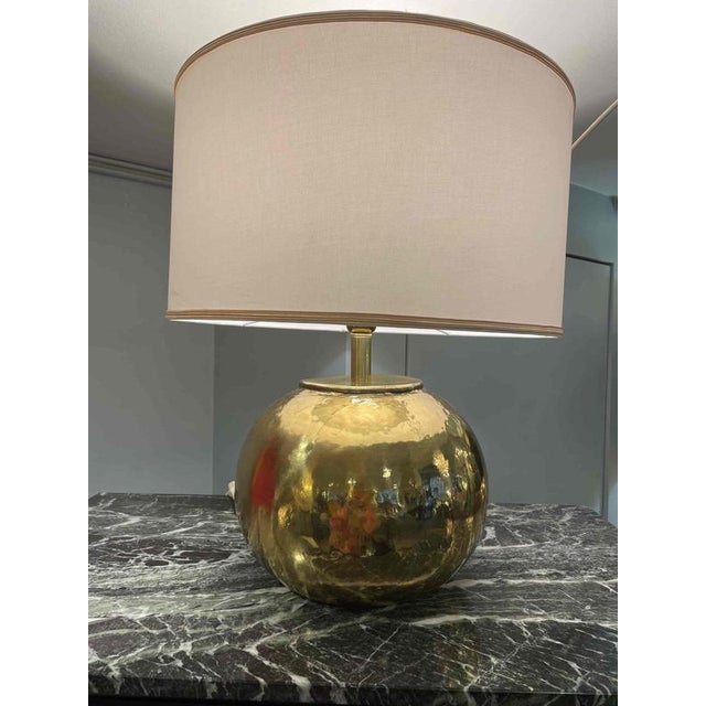 Gold Hammered Brass Table Lamp, 1970s For Sale - Image 8 of 9
