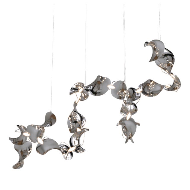 Dune 16 Spiral Pendant Light with Silver Polished Shades by Daniel Becker For Sale