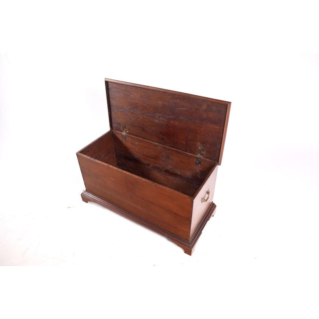 Antique Wood Trunk with Metal Handles, 1890s For Sale - Image 4 of 5