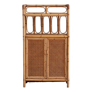 Small Bamboo and Vienna Straw Cabinet, 1970s For Sale