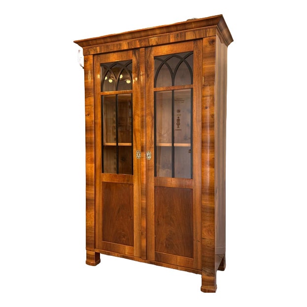 Antique Biedermeier Display Cabinet in Walnut For Sale