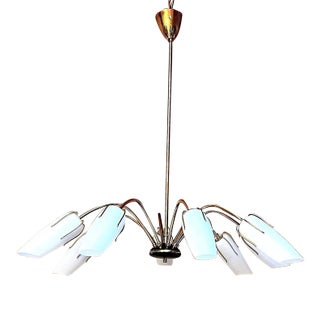 Stilnovo Brass & Glass Spider Chandelier, Mid-Cenntuy, Italy For Sale