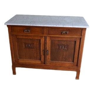 Art Deco Wardrobe in Oak with Marble Top For Sale
