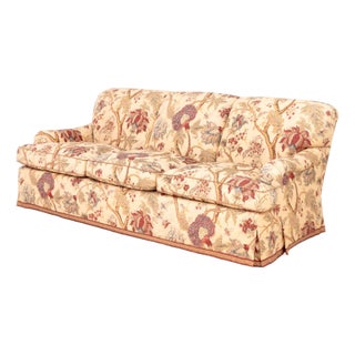 Floral Print Upholstered Three-Seat Sofa For Sale