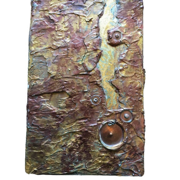 2000 - 2009 Iridescent Impasto Vintage Original Abstract Expressionist 16” Painting Wear Cracks For Sale - Image 5 of 6