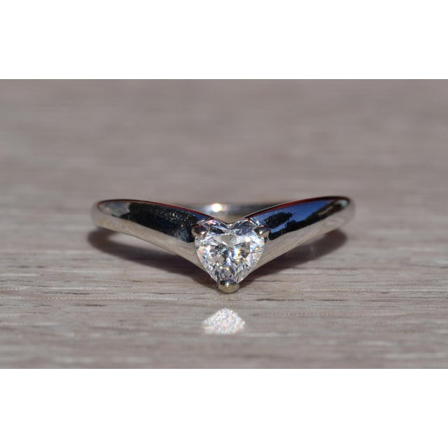 Silver The Hahira: Ladies 14K White Gold Engagement Ring set with Heart Shaped Cubic Zirconia For Sale - Image 8 of 10