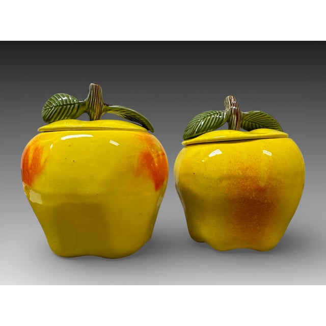 Set of 4 Vintage California Pottery Yellow Blushing / Apple Lidded Jars For Sale In San Diego - Image 6 of 10